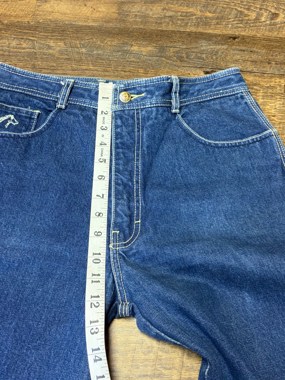 Vintage 80s Jordache Jean Women 33 (29) Pony High Waist Raw Indigo Denim Unhem - Picture 9 of 16